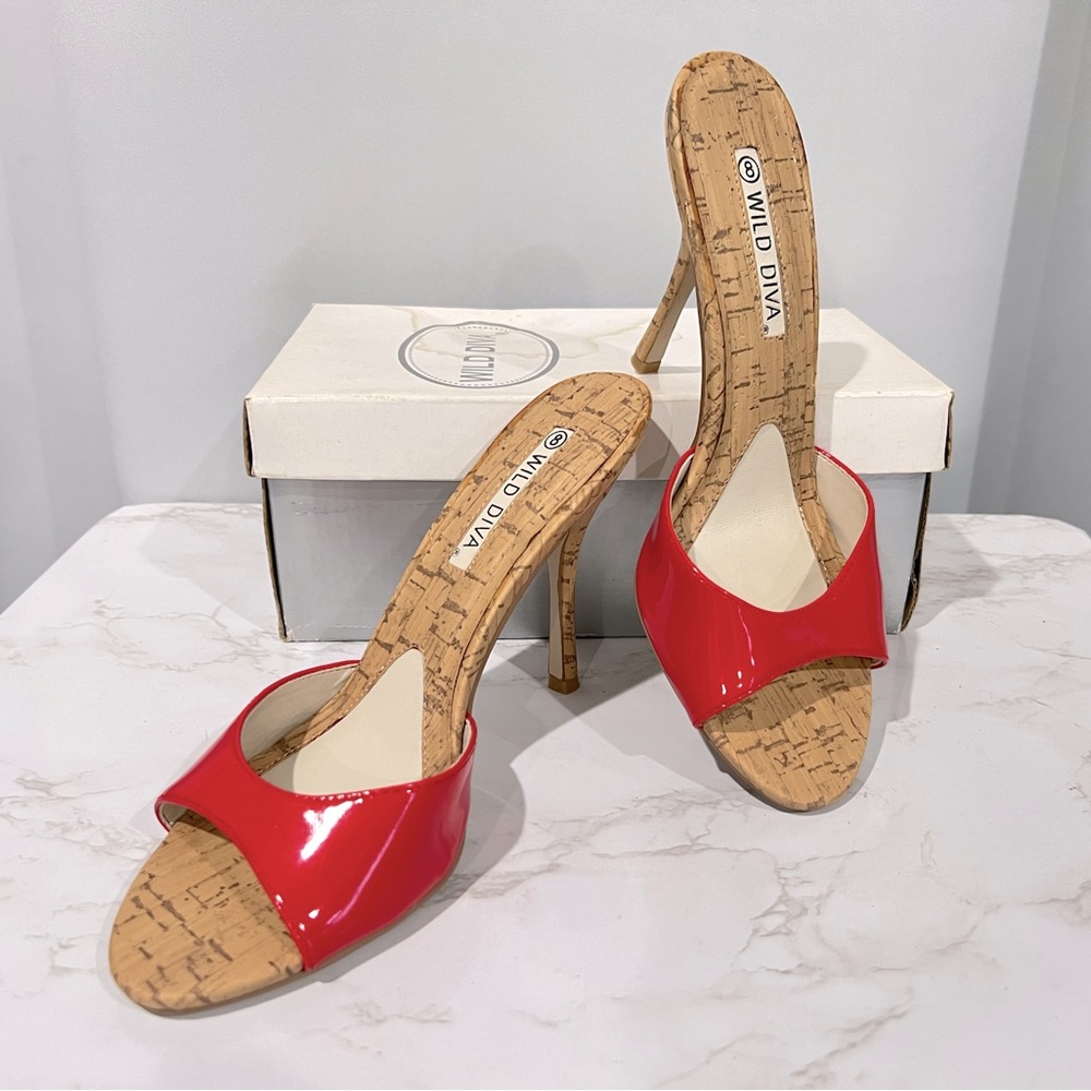 Slip on High Heels Patent Red - Size8